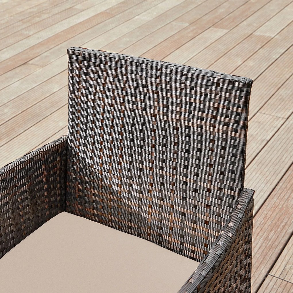 Conjunto de jardim de 3 peças, 2 cadeiras + 1 mesa Castanho-taupe