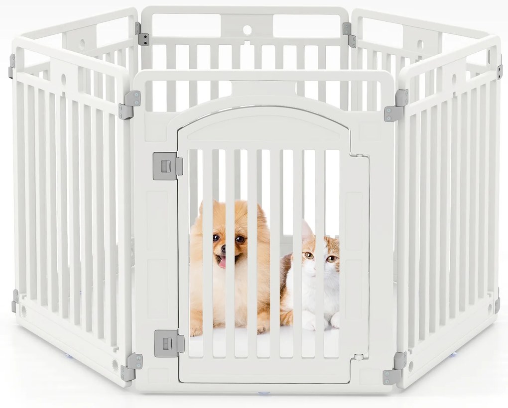 Painel de plástico para cães com 8 painéis e 80 cm de altura - branco