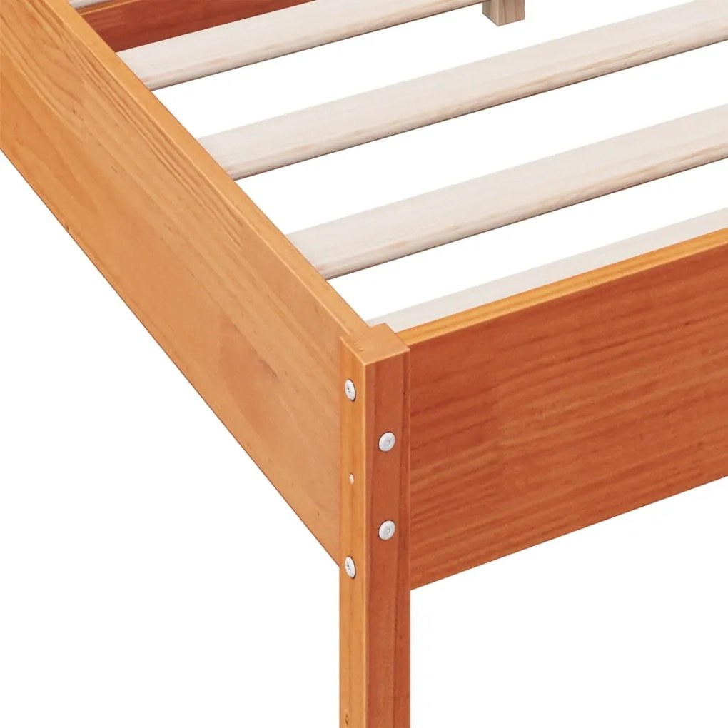 Cama sem colchão 140x190 cm pinho maciço castanho-mel