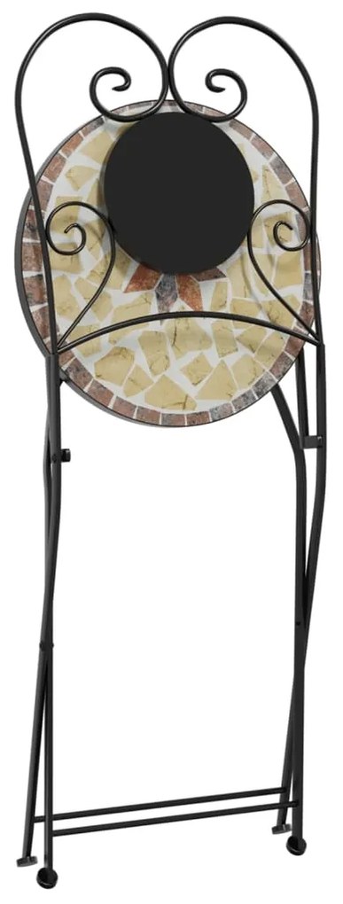 Conjunto de bistrô mosaico ferro e cerâmica terracota e branco