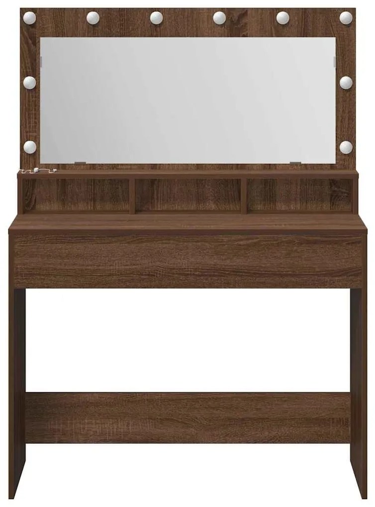 Mesa de Maquiagem vidaXL com Luzes LED em Castanho Carvalho 100x41x135