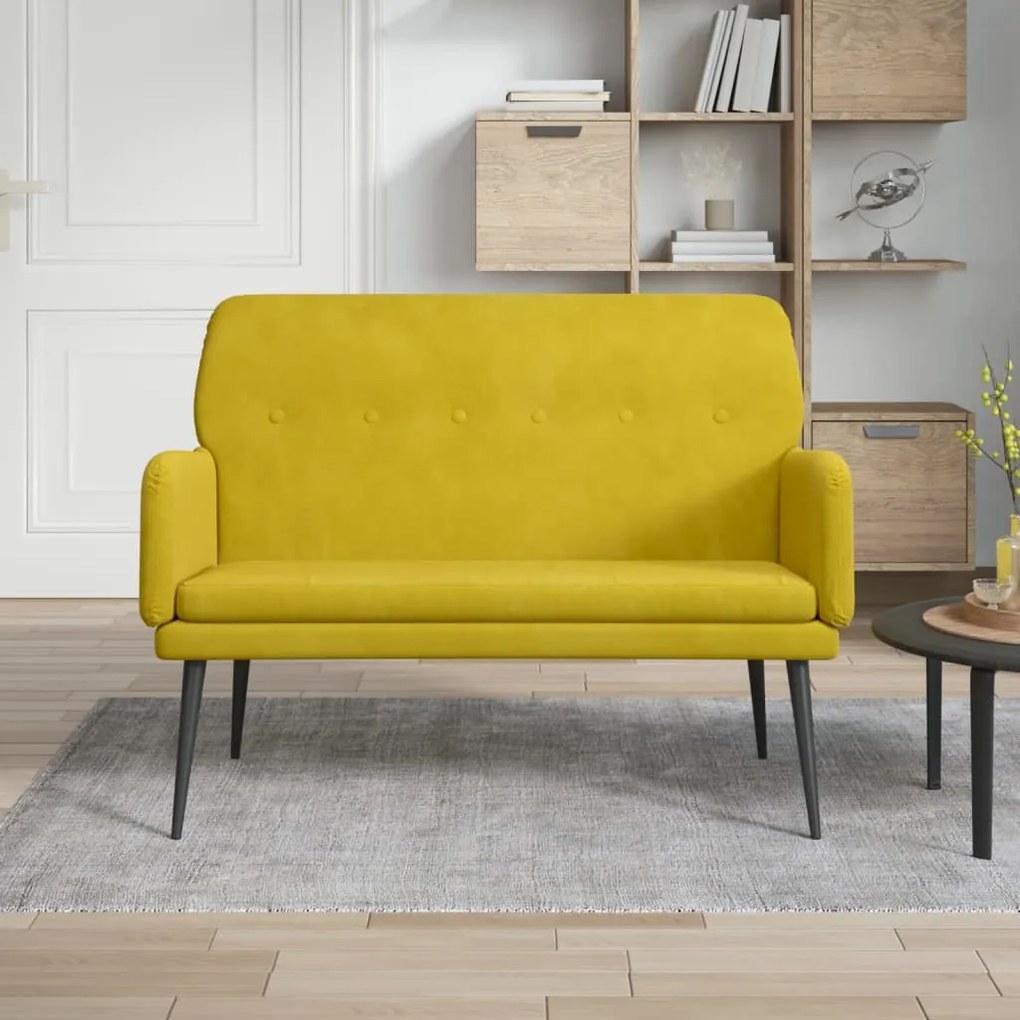 351420 vidaXL Banco 108x79x79 cm veludo amarelo