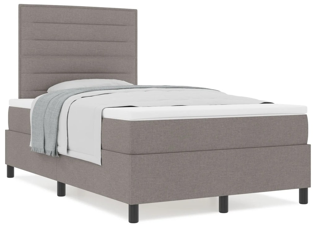 Cama Box Spring com Colchão Taupe 120x200 cm de Tecido