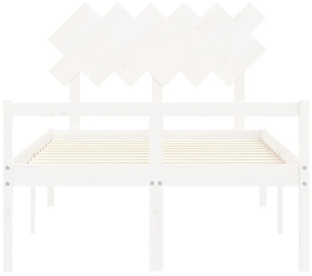 Estrutura de cama com cabeceira 120x200cm madeira maciça branco