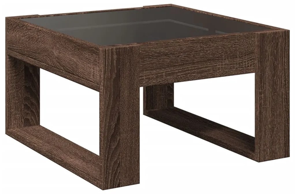Mesa centro luzes LED Infinity 50x53x30 cm carvalho castanho