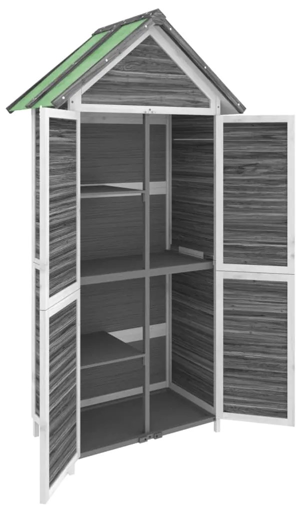 Abrigo p/ ferramentas jardim 89x52,5x175 cm pinho maciço cinza