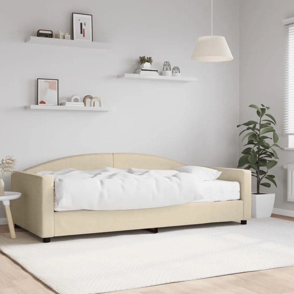 3197179 vidaXL Sofá-cama com colchão 100x200 cm tecido cor creme