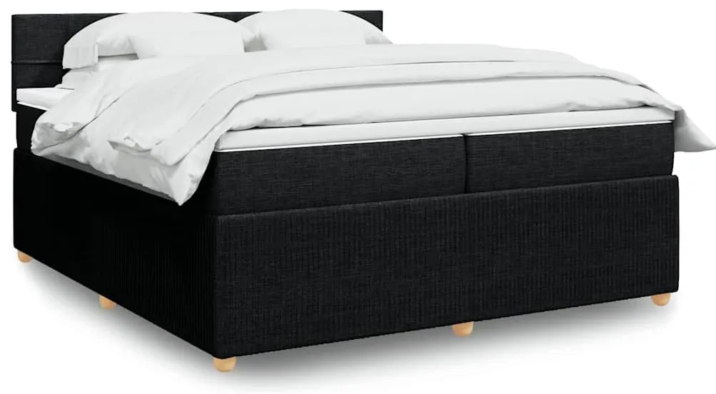 Cama com molas/colchão 200x200 cm tecido preto