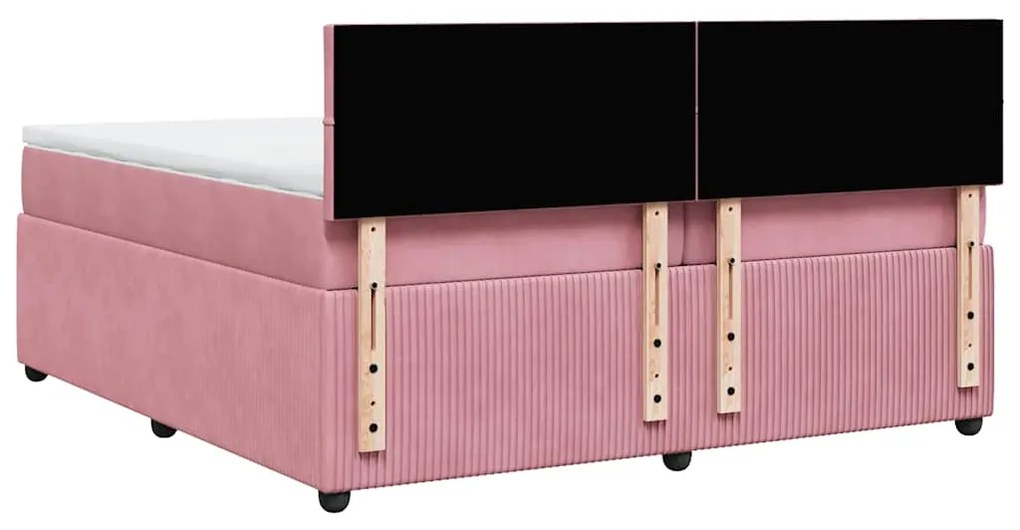 Cama com molas/colchão 200x200 cm veludo rosa