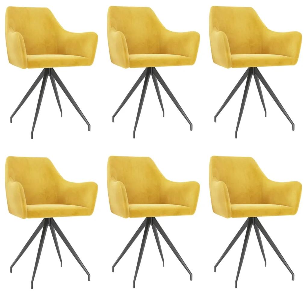 3058059 vidaXL Cadeiras de jantar 6 pcs veludo amarelo