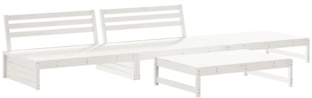 4pcs conjunto lounge jardim c/ almofadões madeira maciça branco