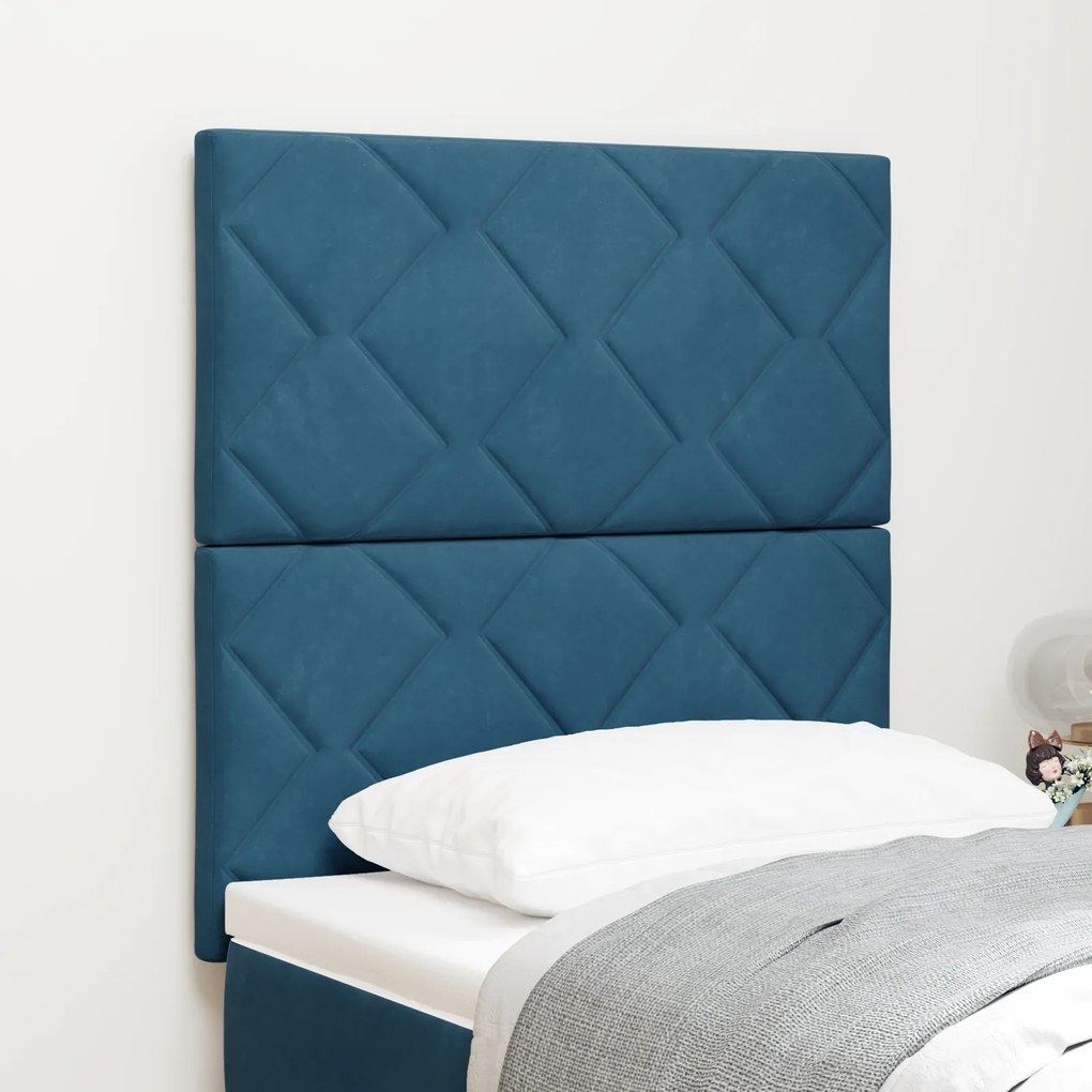 vidaXL Cabeceira de Veludo Azul Escuro - 80cm com Design de Blocos de Diamante