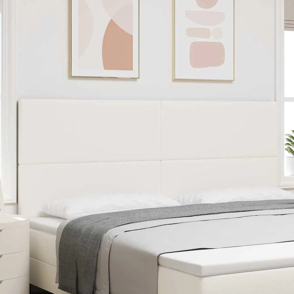 vidaXL Cabeceira com cabeceira Manual Creme 200 cm Tecido em ribana