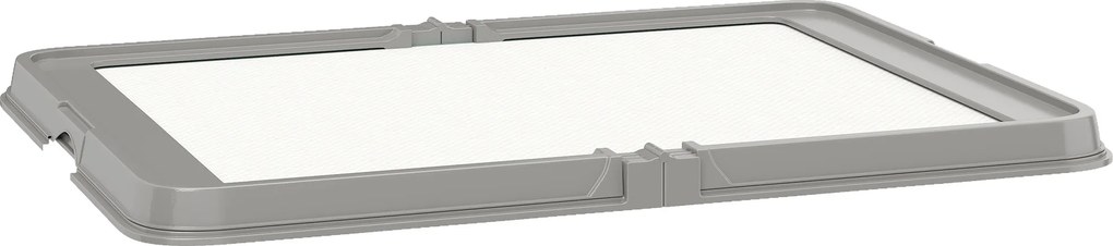 PawHut Sanitário Dobrável para Cães 86x62 cm Tabuleiro Higiênico Treino 3 Almofadas Pés Antiderrapantes Cinzento | Aosom Portugal