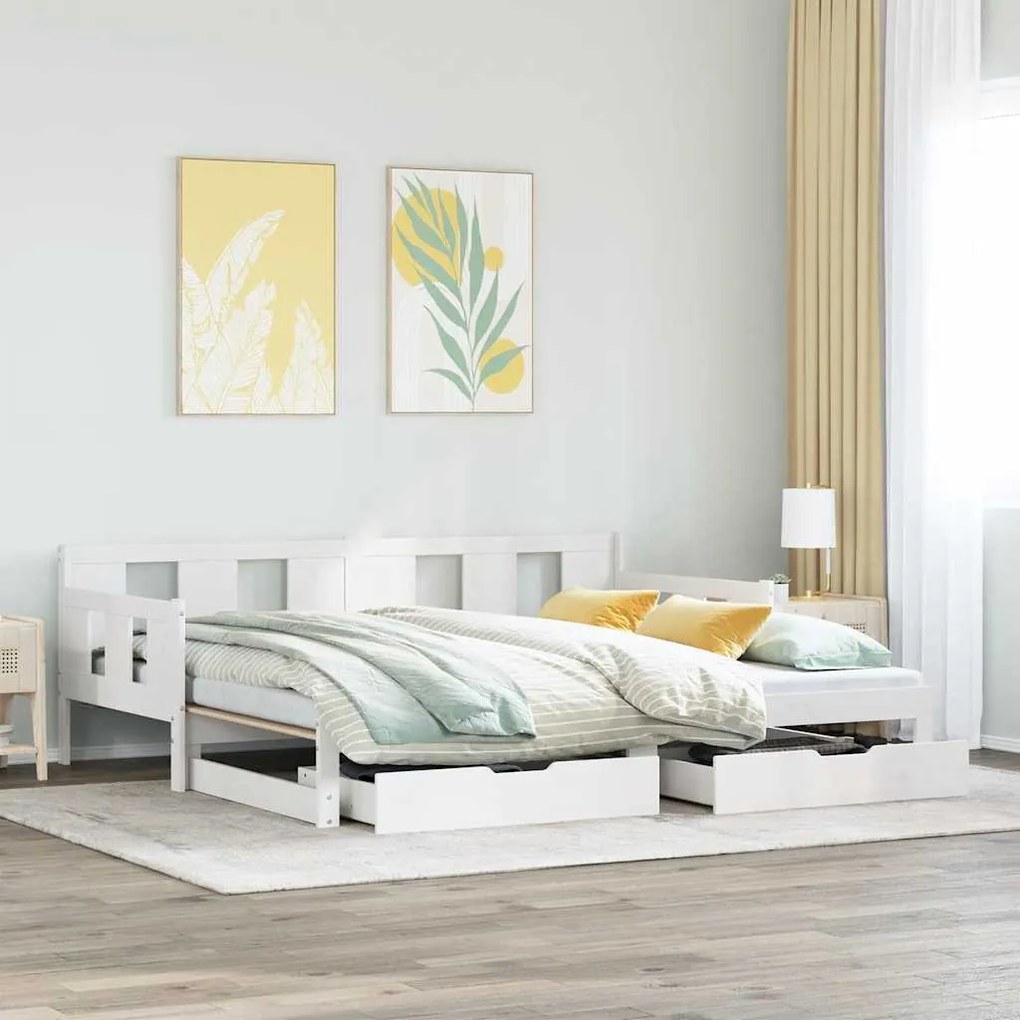 vidaXL Sofá-cama com gavetão e gavetas sem colchão 90x190 cm branco