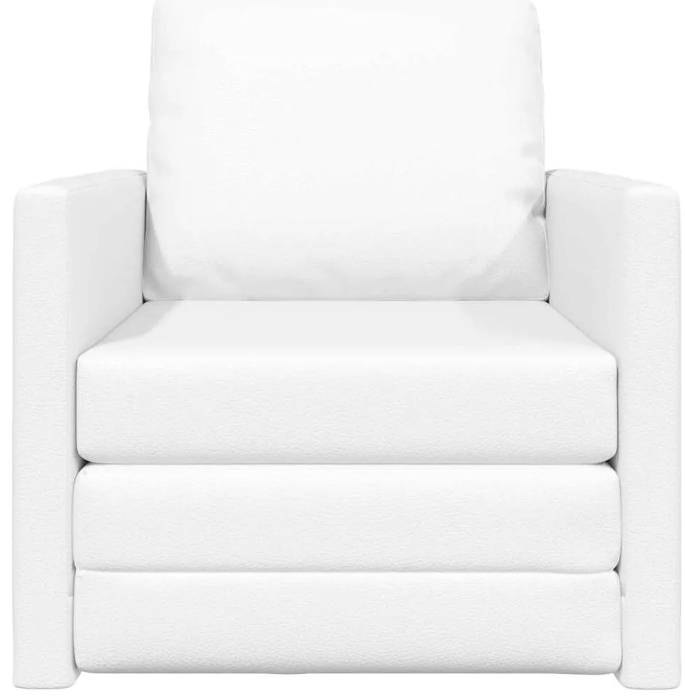 Sofá Cama de Chão 2 em 1 Branco 74x77x81 cm Couro Sintético