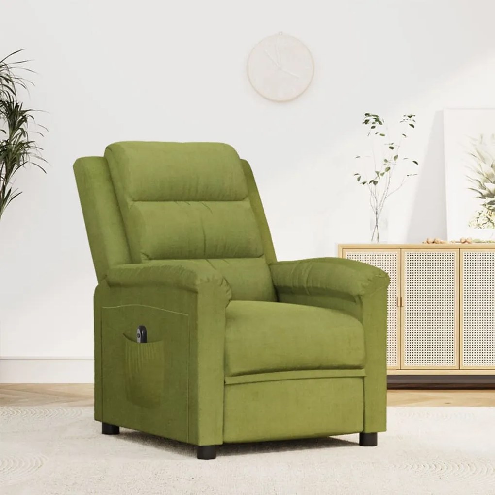 vidaXL Poltrona reclinável elétrica veludo verde-claro