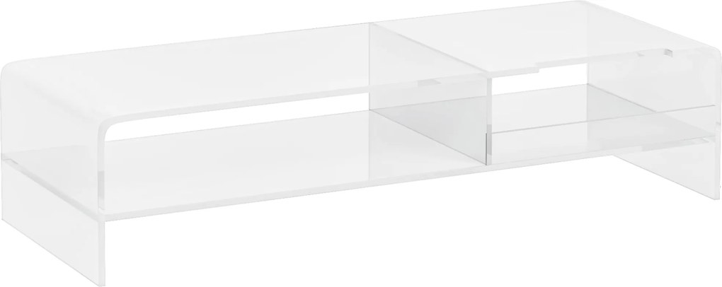 HOMCOM Suporte para monitor com compartimento para teclado, transparente, para monitores até 60,96 cm, 2 níveis, acrílico, 50,8 x 19 x 12 cm | Aosom Portugal