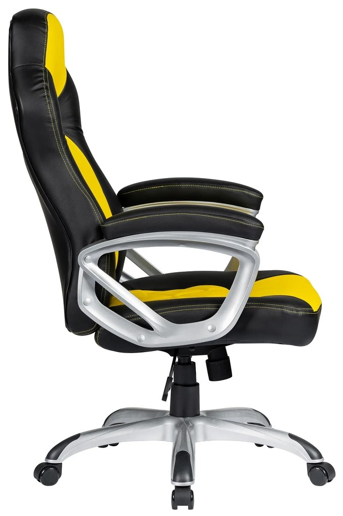 Cadeira de escritório PORTIMAO, gaming, pele sintética amarela e preta