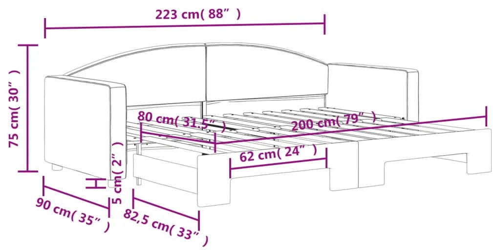 Sofá-cama com gavetão 80x200 cm tecido preto