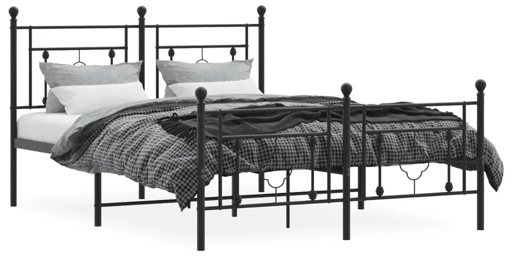 Estrutura de cama com cabeceira e pés 140x200 cm metal preto