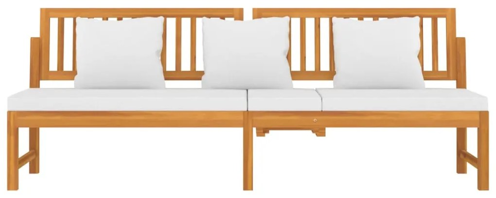 Sofá-cama c/ almofadão creme 200x60x75 cm madeira acácia maciça