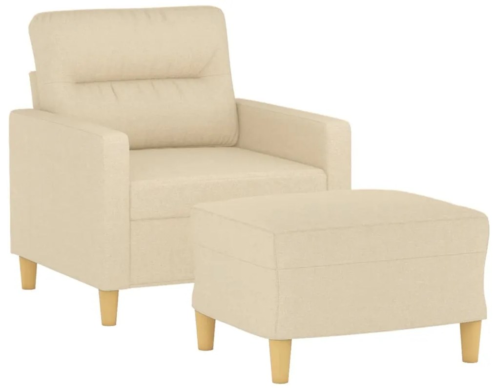 Poltrona com apoio de pés 60 cm tecido cor creme