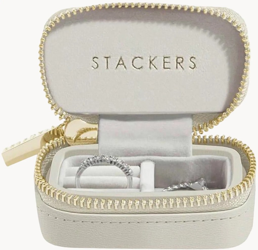 Caixa de joias de viagem pequena, cor de aveia