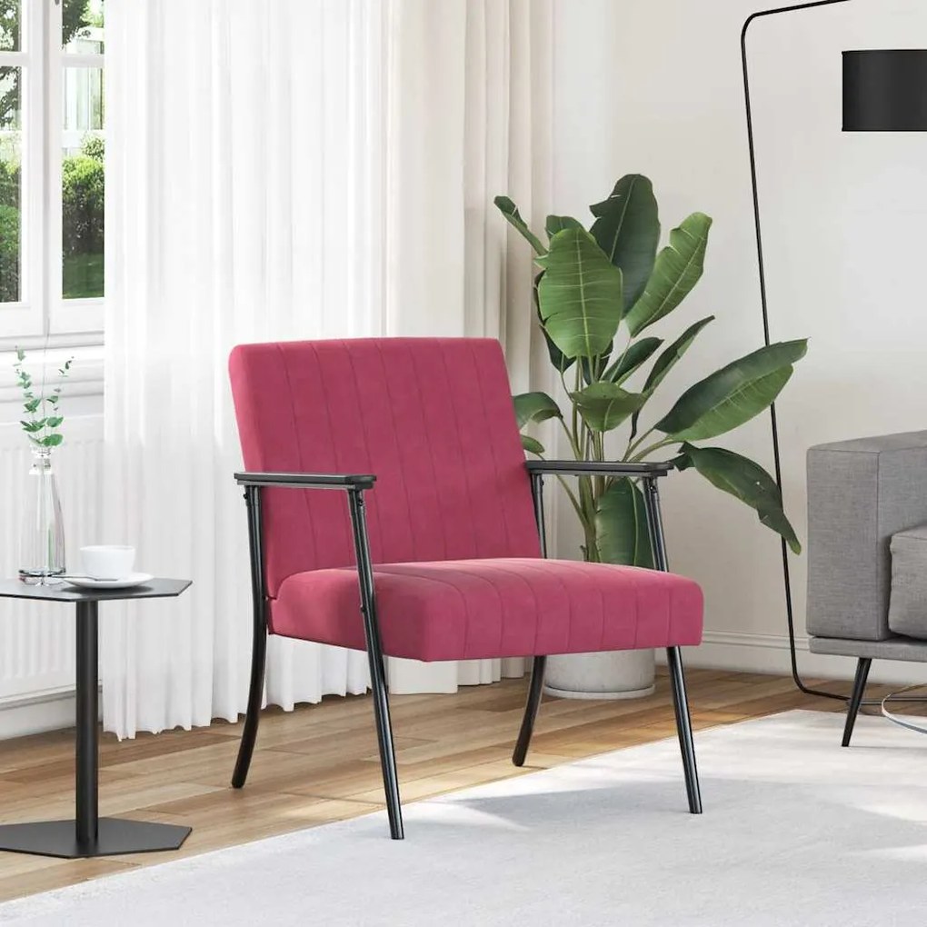 vidaXL poltrona Vinho Vermelho 59 x 75 x 78 cm Veludo