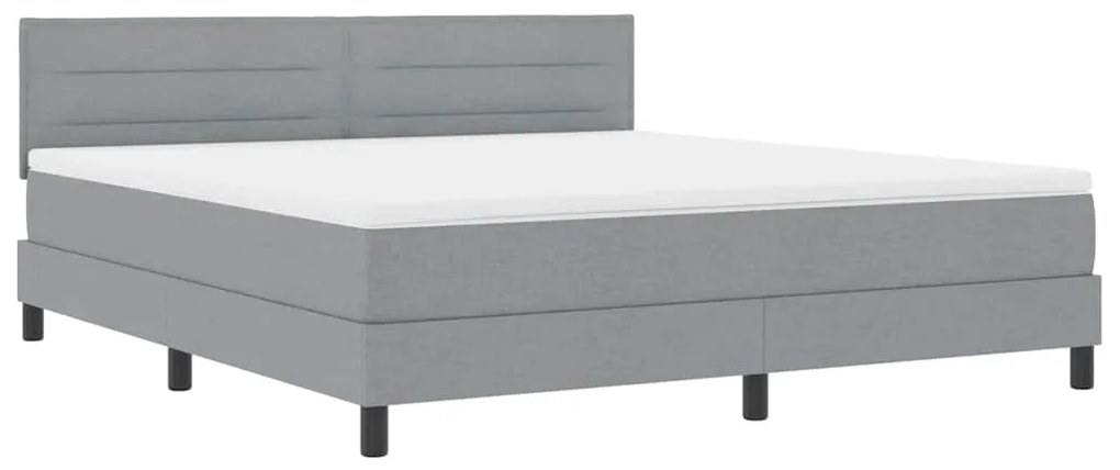 Cama Box com Colchão Cinza Claro 180x200 cm Tecido