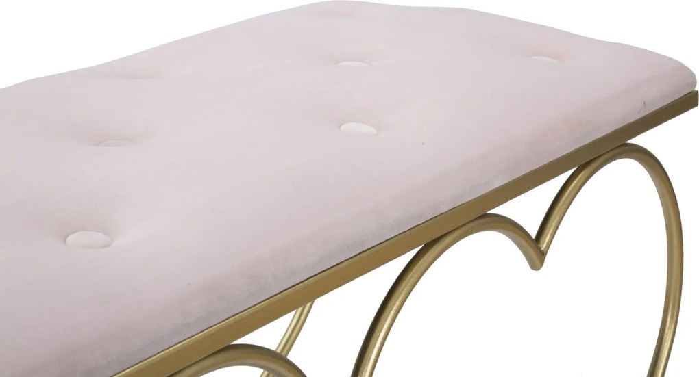 BANCO CORAÇÃO ROSA 105X37,5X51,5 CM DOURADO E ROSA