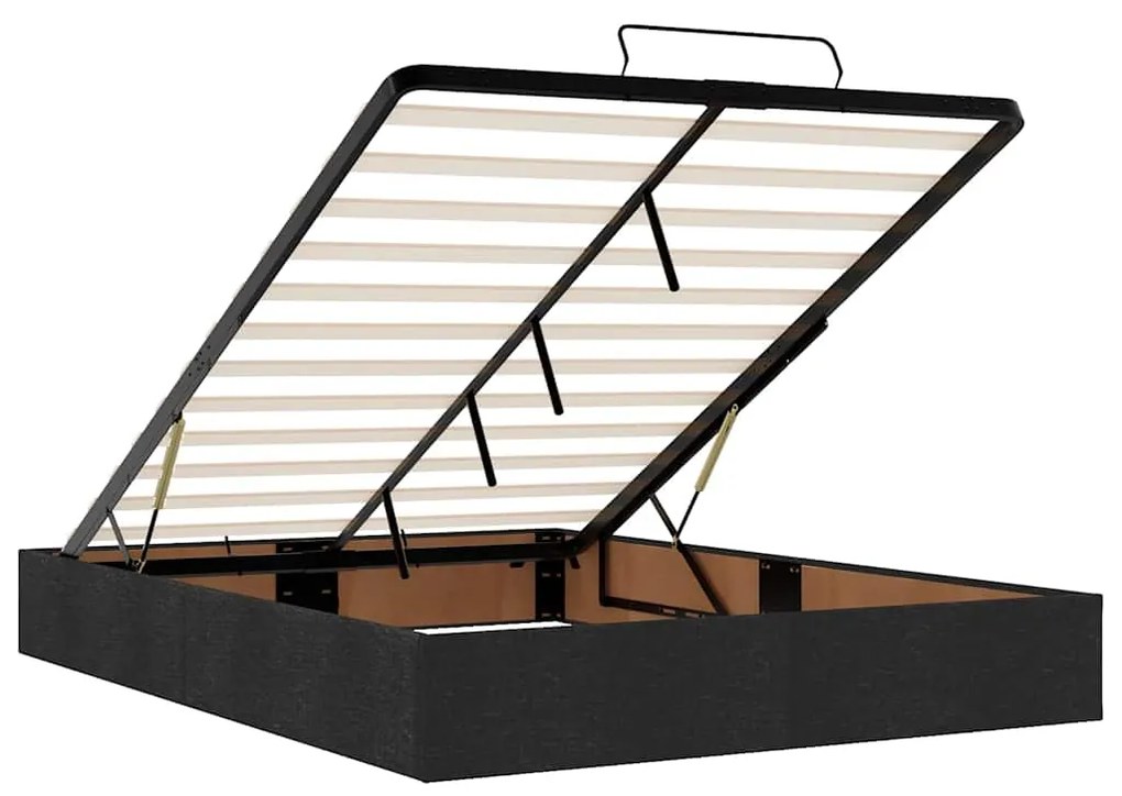 Estrutura de cama otomana com colchão 140x190 cm tecido preto