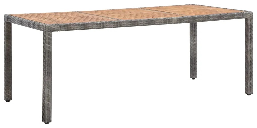 46108 vidaXL Mesa de jardim 190x90x75 cm vime PE/madeira acácia maciça cinza