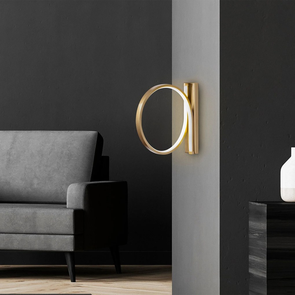 Candeeiro de Parede Halka – Dourado – Diâmetro: 30 cm, Profundidade: 5