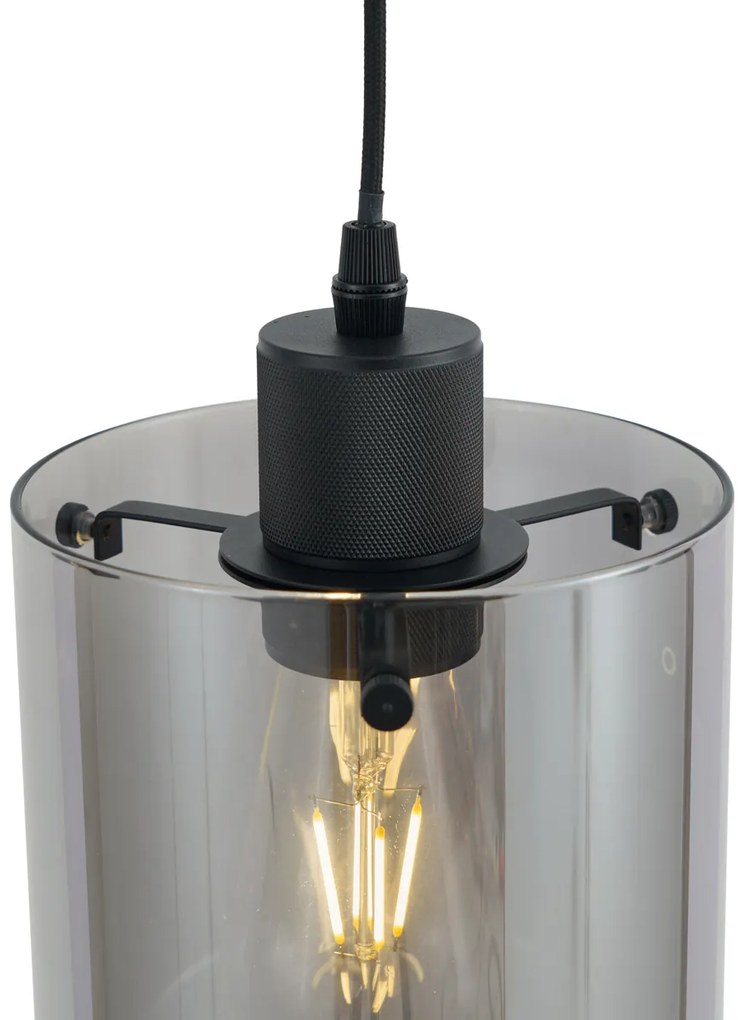 Foco moderno preto com vidro fumado para sistema de calha monofásico - Iconic Dome