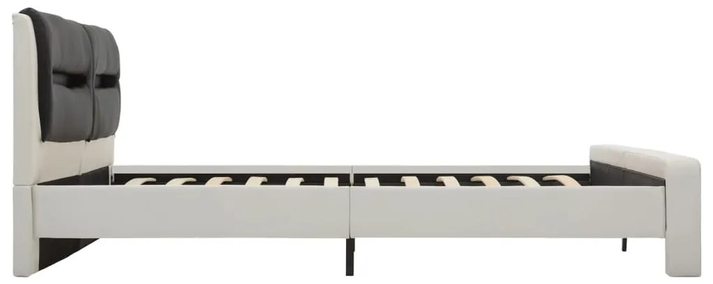 Estrutura cama c/ LEDs couro artificial 180x200cm branco/preto