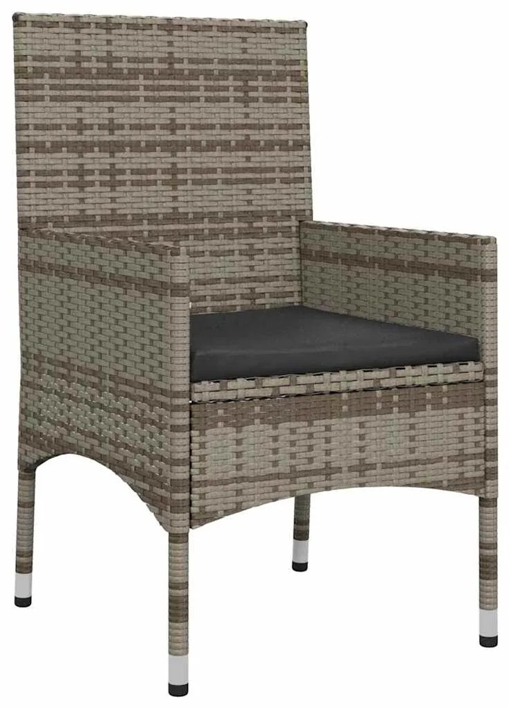 4 pcs conjunto lounge de jardim c/ almofadões vime PE cinzento
