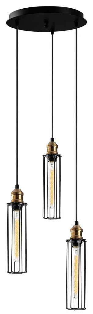 Chandelier Zumra – Preto – Diâmetro: 33 cm, Altura: 123 cm