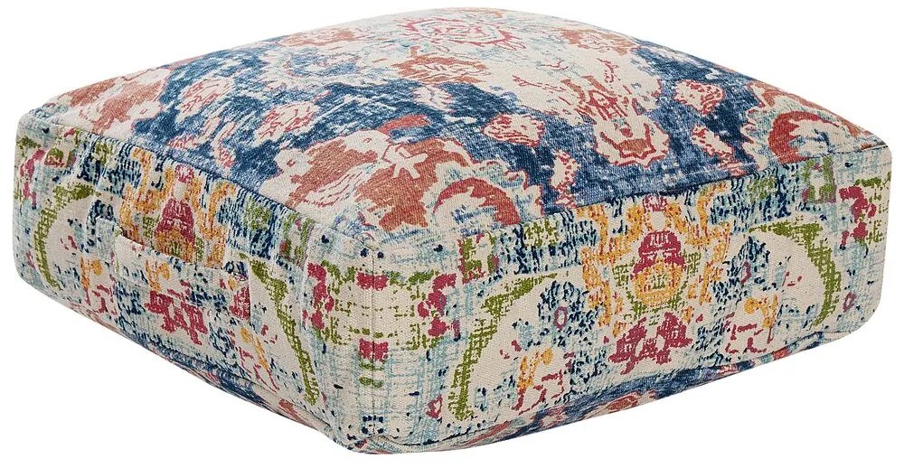 Pufe de algodão multicolor 50 x 50 x 20 cm OUED Beliani