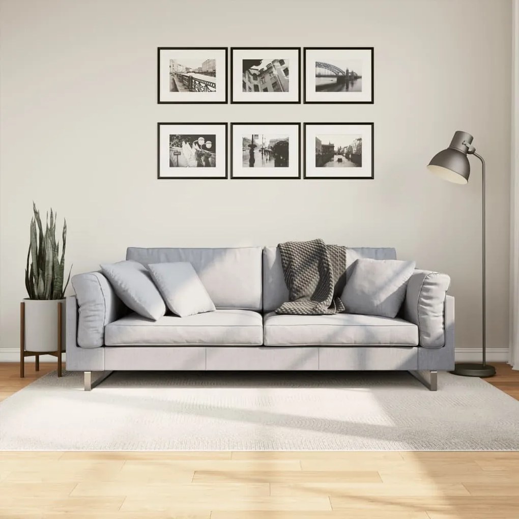 Tapete de pelo curto IZA visual escandinavo 140x200cm cor creme