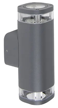 Candeeiro de parede exterior moderno quadrado 2 luzes cinzento escuro - Fox Moderno