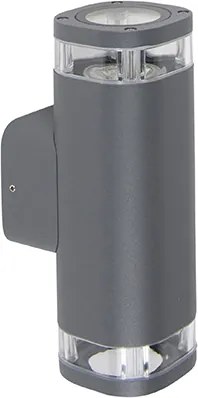 Candeeiro de parede exterior moderno quadrado 2 luzes cinzento escuro - Fox