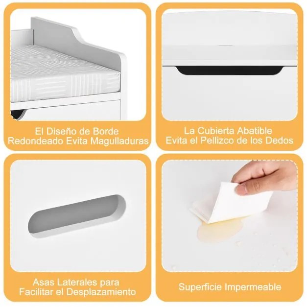 Arca de brinquedos com tampa Tampa elevável Caixa de brinquedos com banco Utilização dupla como banco grande de madeira Branco