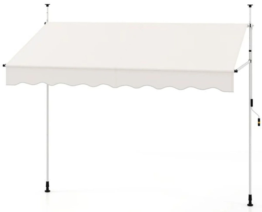 Toldo retrátil manual com manivela, cobertura externa ajustável em altura 400 x 300 cm preto