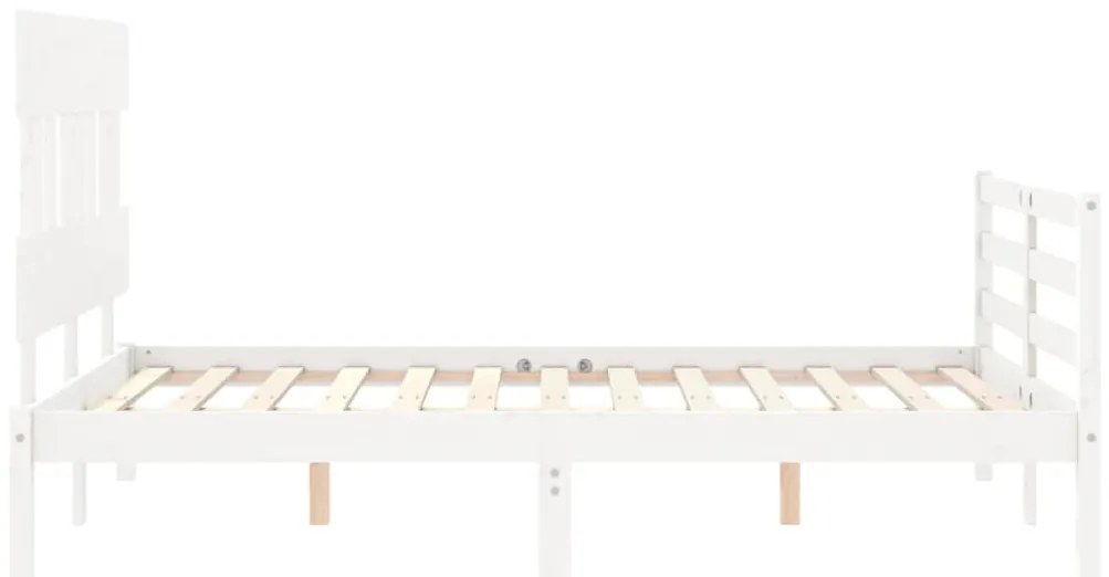 Estrutura de cama com cabeceira 120x200cm madeira maciça branco