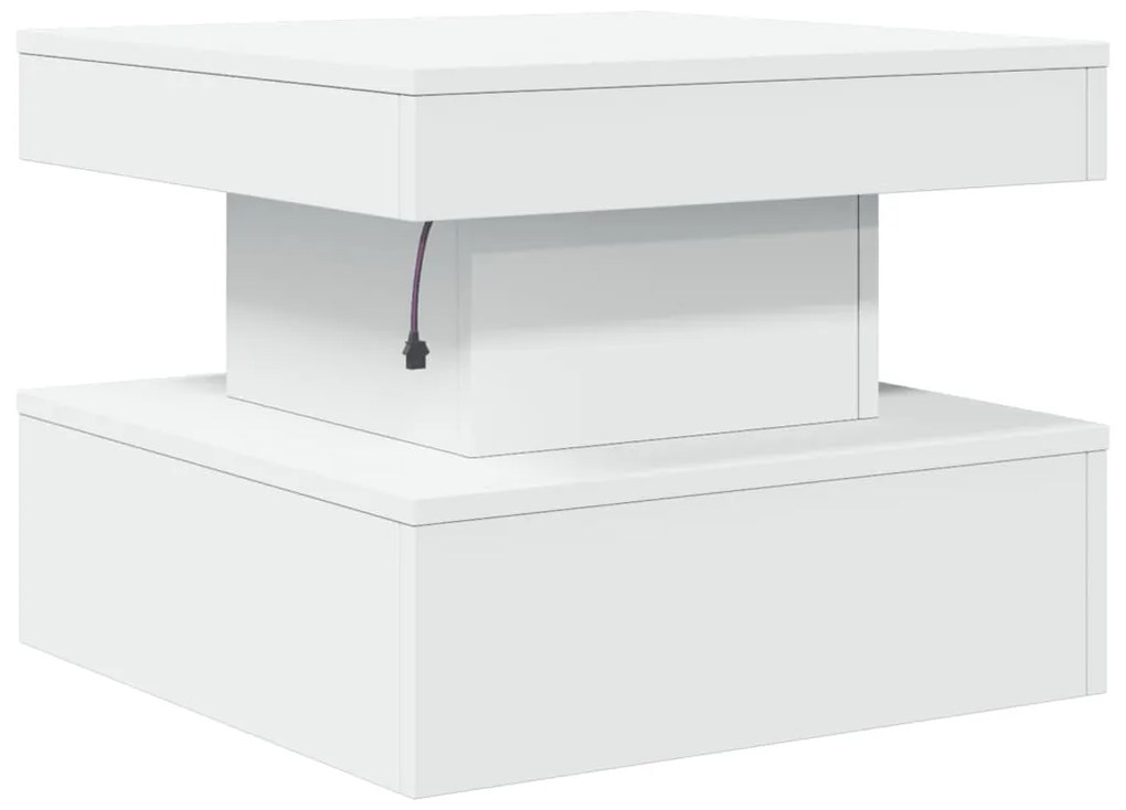 Mesa de centro com luzes LED 50x50x40 cm branco
