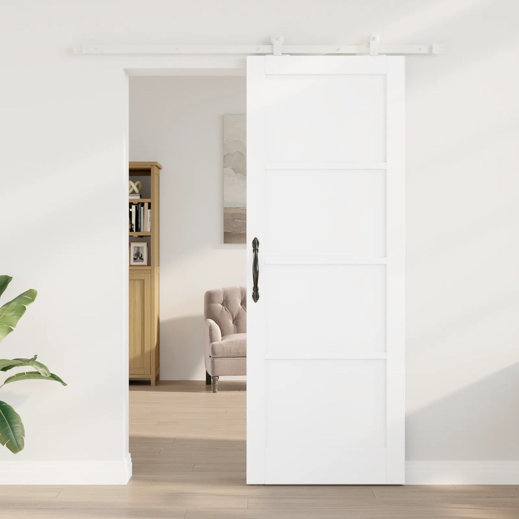 Porta de Correr vidaXL com Conjunto de Ferragens Branca 78x211 cm Made