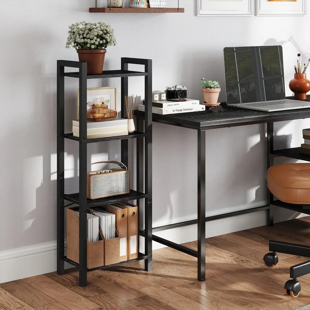 Estante de livros com Design compacto 24 x 40 x 107 cm preto