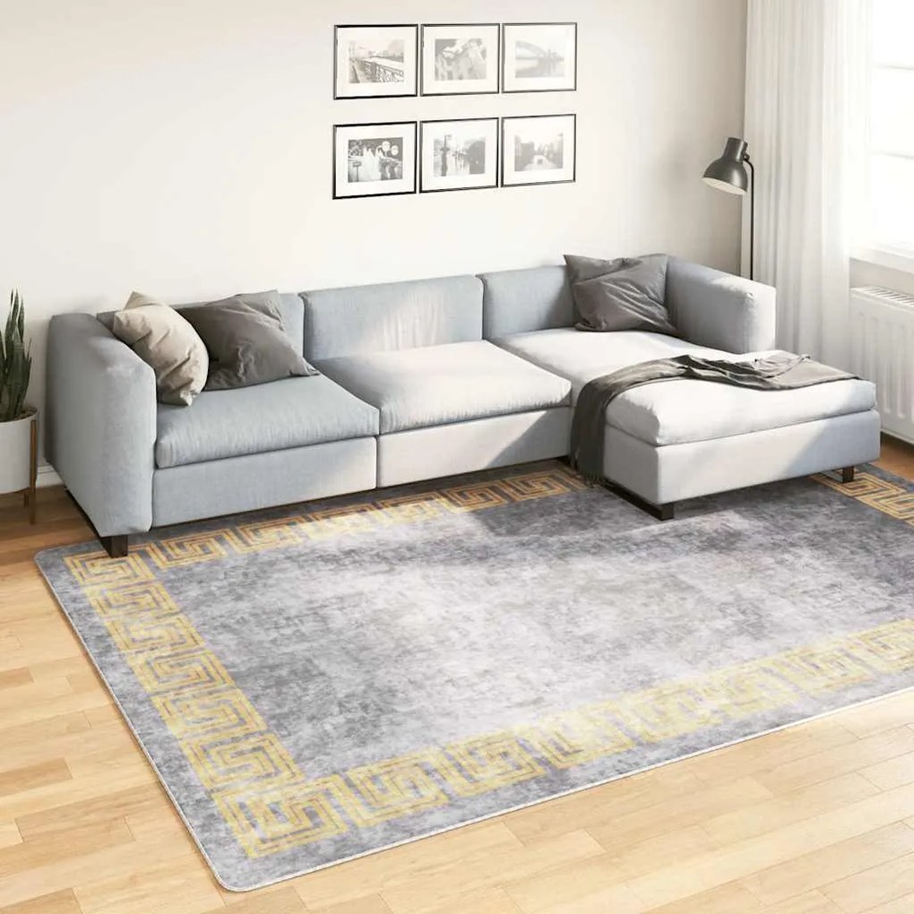vidaXL Tapete lavável antiderrapante 190x300 cm cinzento