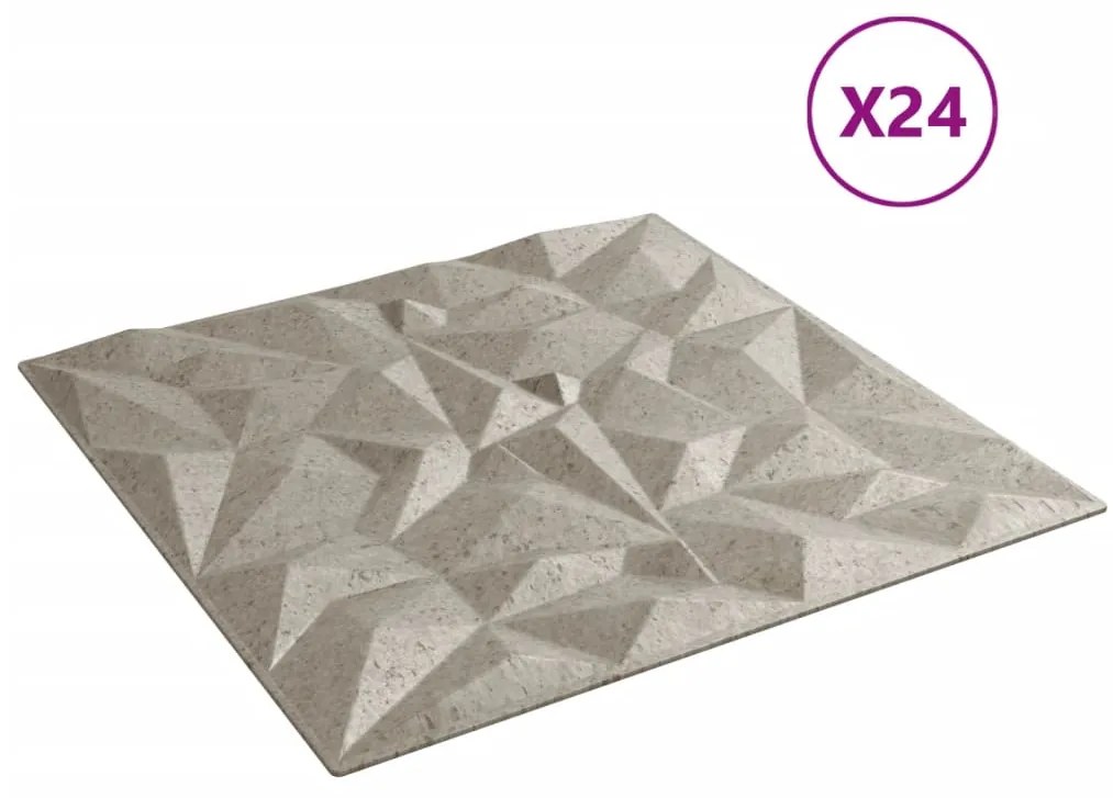 Painéis de parede 24 pcs 50x50 cm 6m² XPS ametista betão